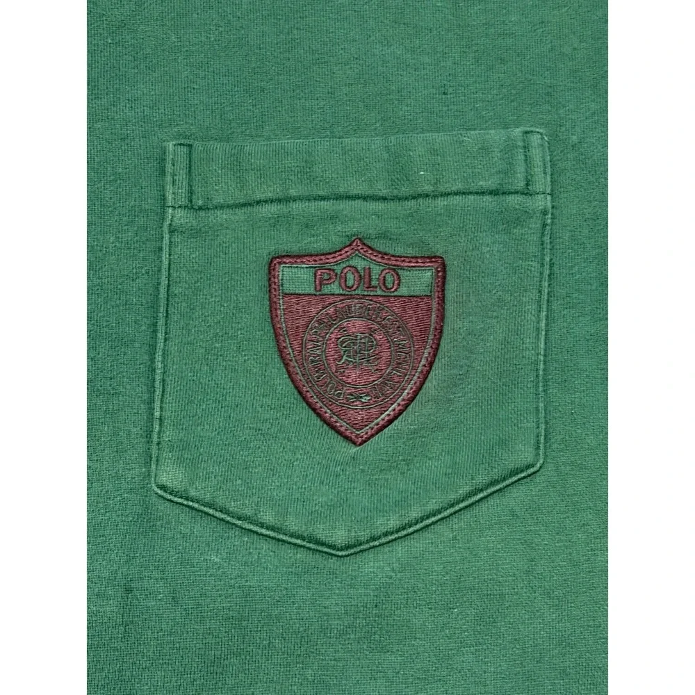 Vintage Polo Ralph Lauren Quarter Zip Sweatshirt Green Crest Patch Mens Large